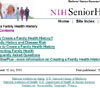 Tips On How To Best Create A Family Health History screenshot of the NIH senior healthcare website