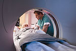 MRI brain scan with a senior citizen women